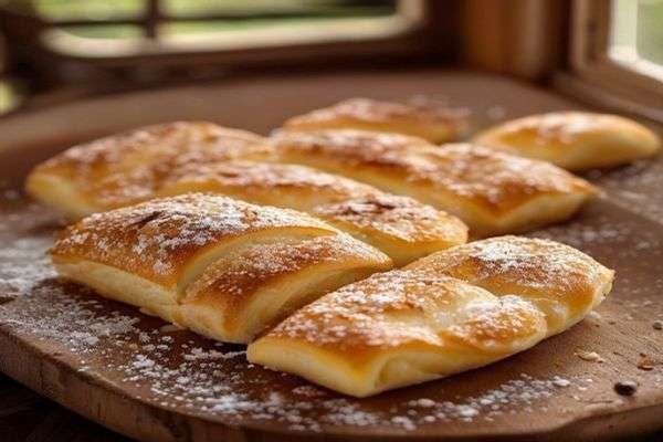 Cinnamon sugar spread over rolled dough