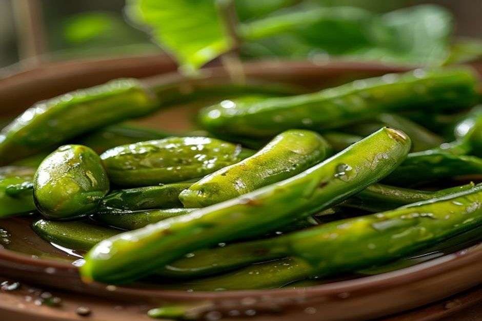 Blistered green beans in glossy miso butter