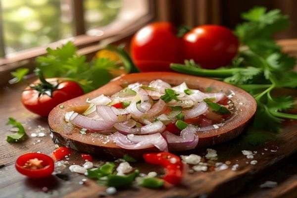 Chopped onion, tomato, chilli and coriander
