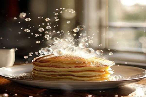 Pancakes cooking with bubbles forming