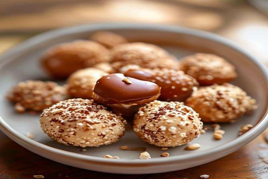 Peanut butter blossoms with a chocolate kiss in the centre