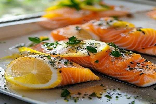 Salmon fillets with lemon and garlic