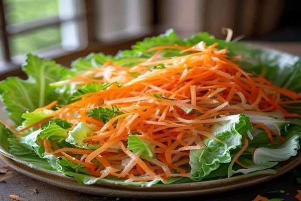 Finely shredded cabbage and carrot