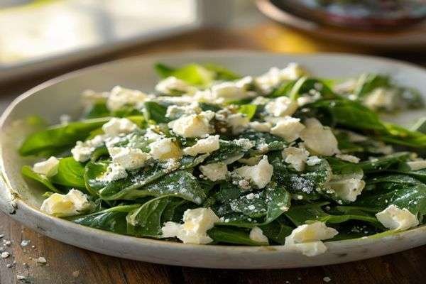 Spinach and crumbled feta