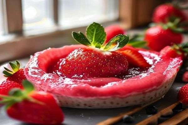 Strawberries being reduced into a thick puree